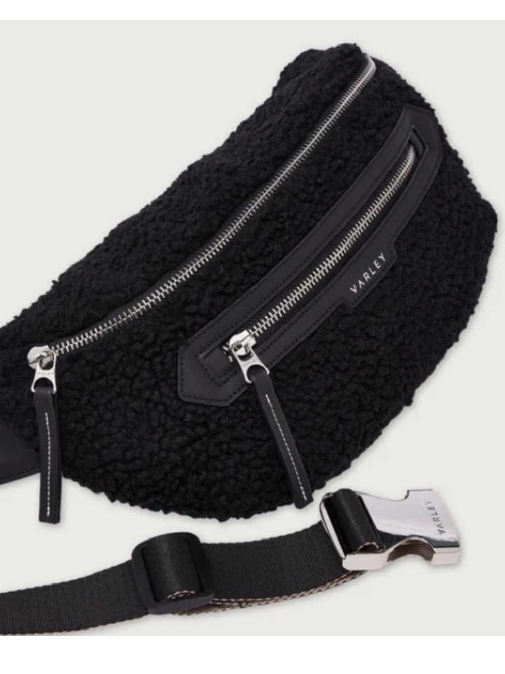 Varley Kansa Black Sherpa Belt Bag with adjustable Strap